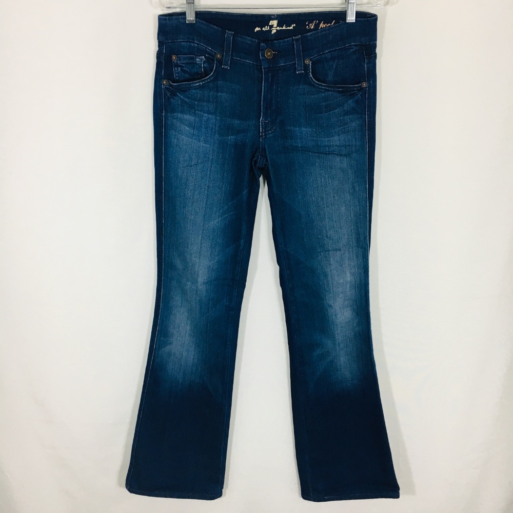 Blue Medium Wash "A" Pocket Flare Leg Jeans sz 27